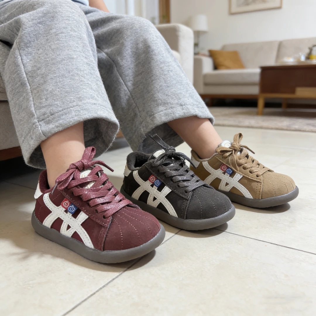 儿童加绒卡皮巴拉潮款男童女童软底防滑魔术贴德训休闲运动鞋522