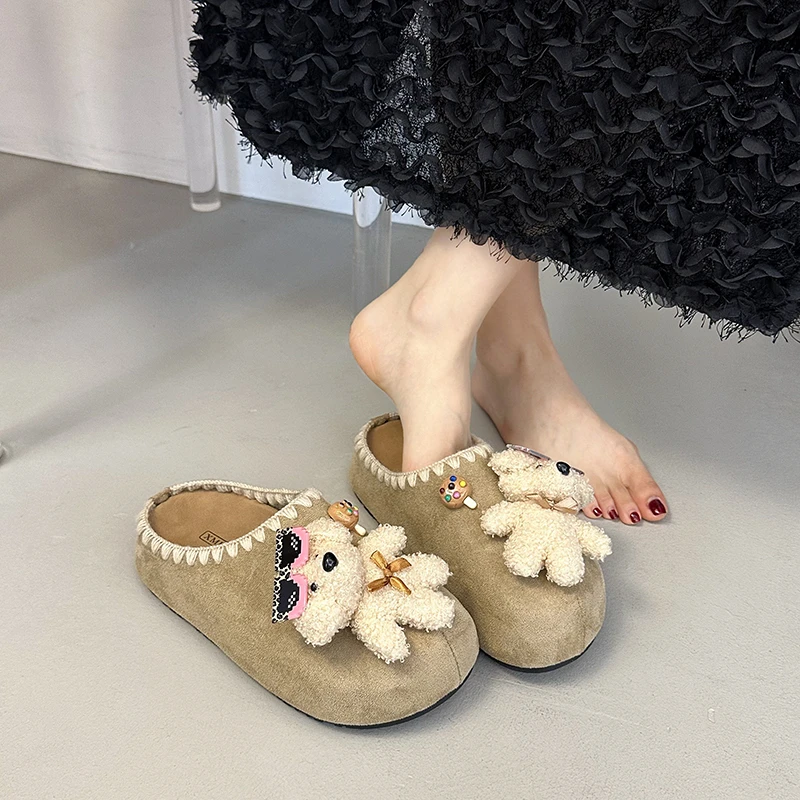 复古卡通包头拖鞋女外2025秋季新款厚底增高懒人一脚蹬勃肯鞋外穿