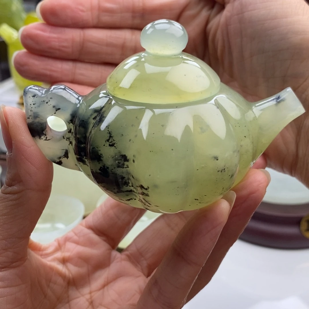岫玉未镶嵌四大名玉手把壶