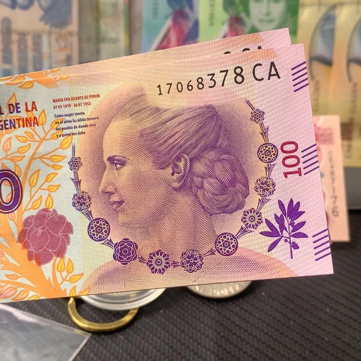 纸币全新纸币阿根廷100单张
