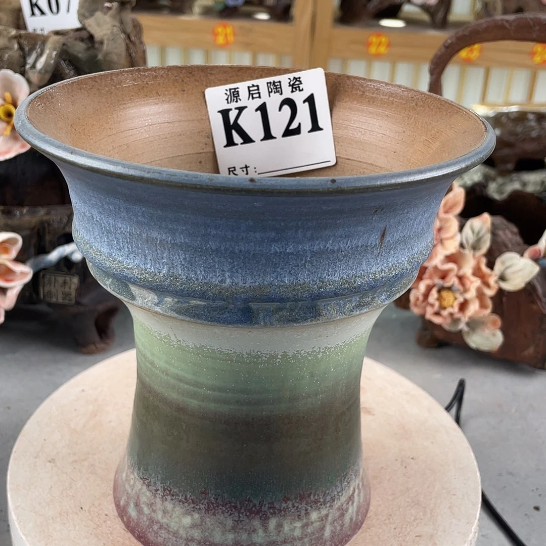 紫砂花盆景德镇手工盆121