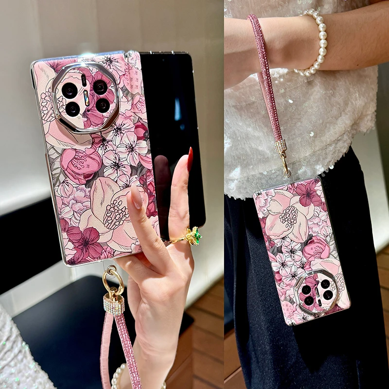 适用华为matex5手机壳新款折叠屏mateX6典藏版x3电镀皮纹时尚女款