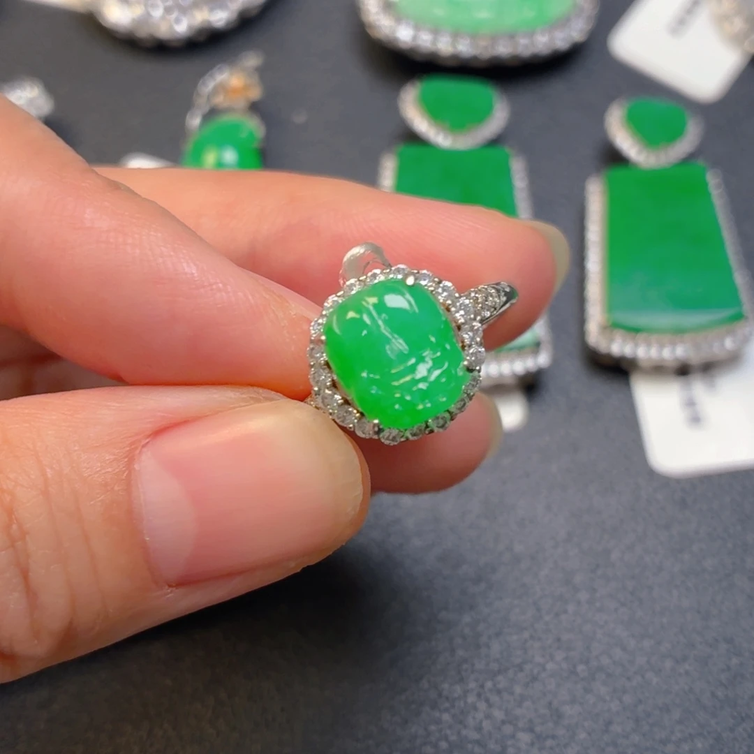 翡翠银S925镶嵌吊坠(不含链)戒指