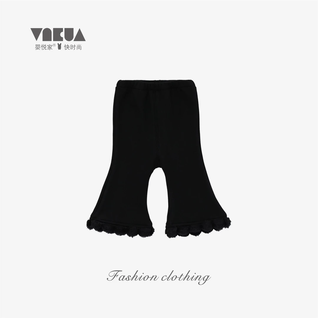 婴悦家女宝宝阔腿裤时尚洋气保暖一体羊糕绒毛球单裤 89740