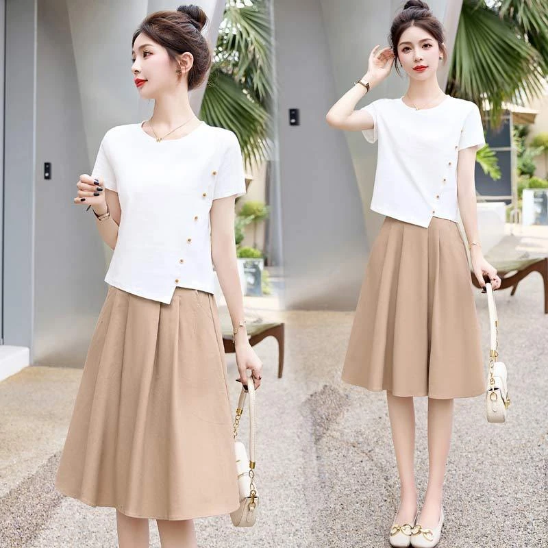 连衣裙女夏季薄款小个子减龄显瘦高端套装裙子腰裙两件套