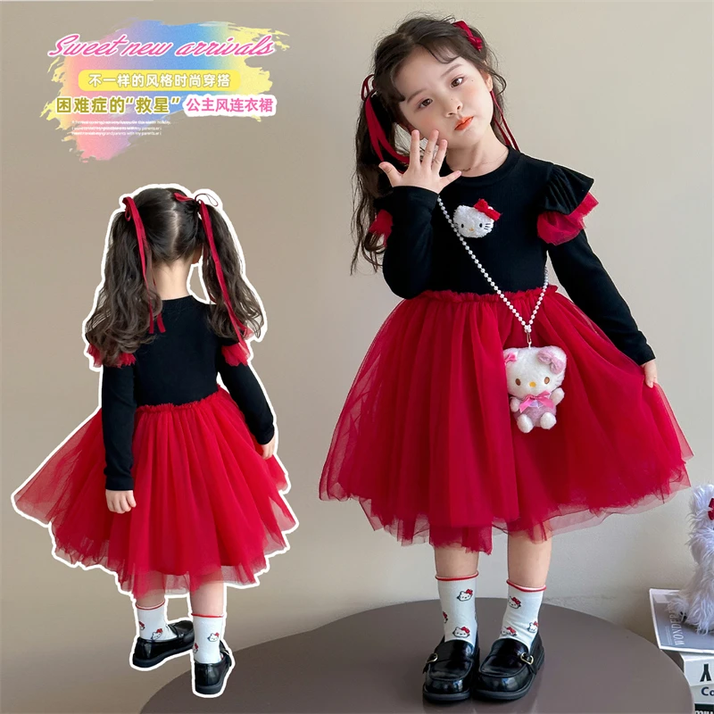 女童公主裙秋装3-6岁宝宝裙子秋装小女孩生日裙儿童连衣裙拼色裙