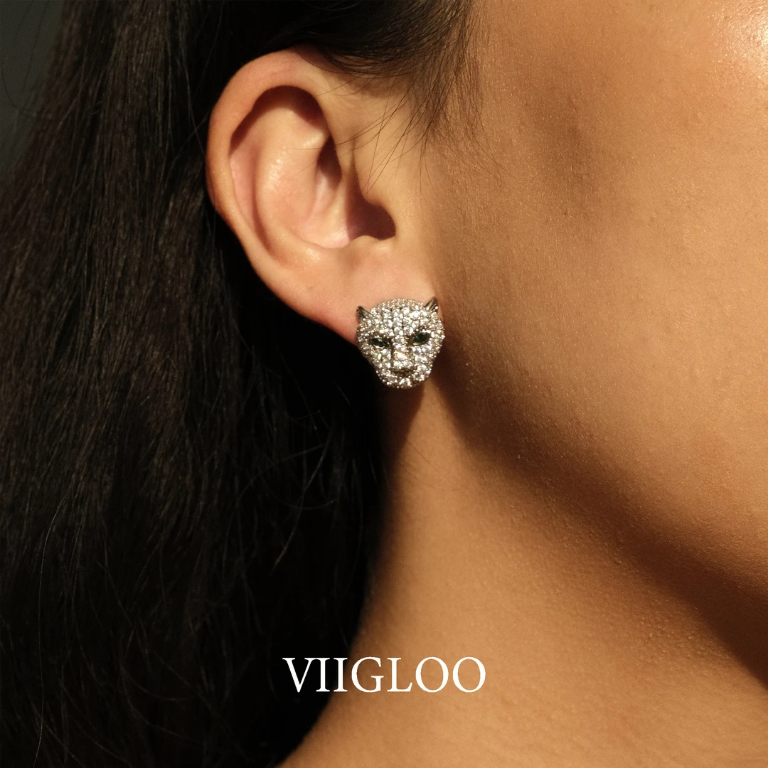 VIIGLOO｜伦敦迷雾重工艺轻奢风豹头耳环