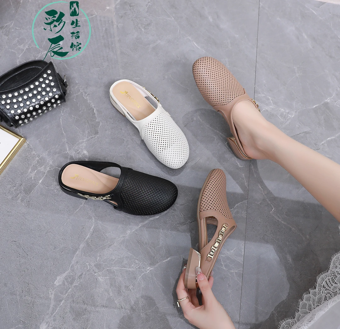 女士拖鞋夏季新款凉鞋镂空凉鞋芒果头型时尚百搭高级感凉拖鞋6688