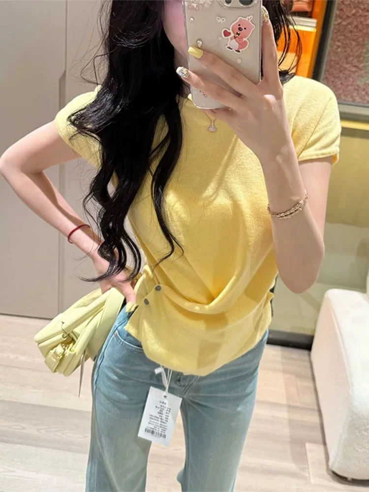 短款修身多巴胺独特打底短袖t恤洋气漂亮小衫超好看上衣显瘦夏季