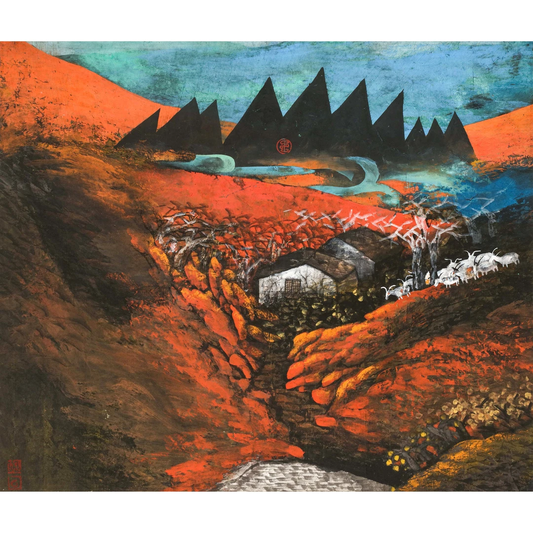 0323、王岩 村庄【海丽严选当代书画（三）拍卖】