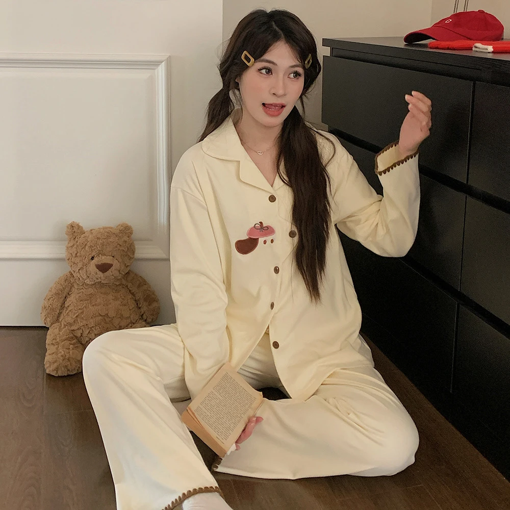 海岛绒睡衣女秋冬款长袖长裤韩版卡通可爱小狗加厚保暖家居服套装