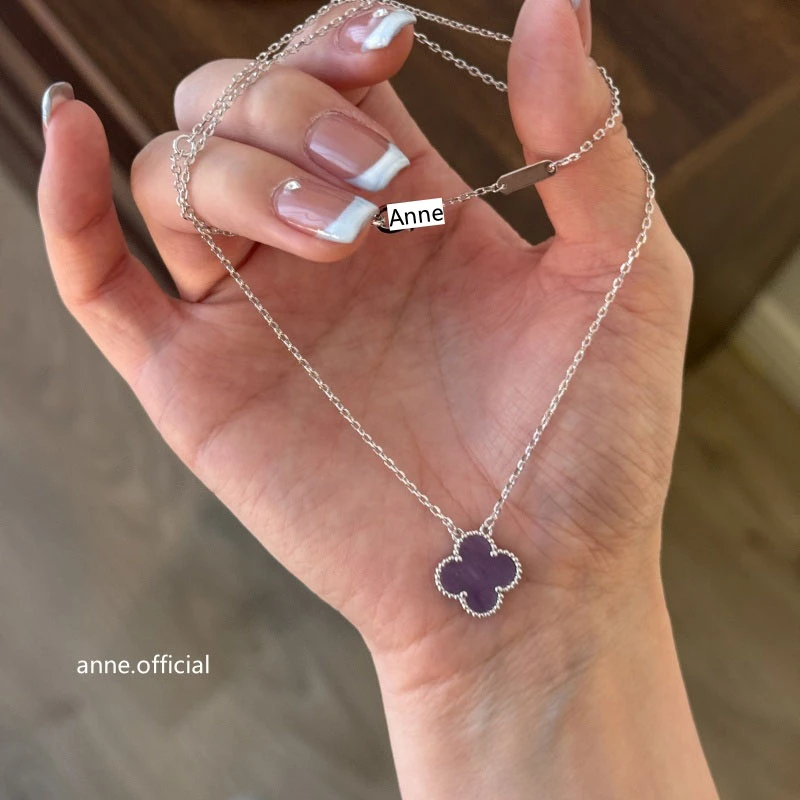 铜合金项链 简约薰衣草紫四叶草百搭项链【X777】
