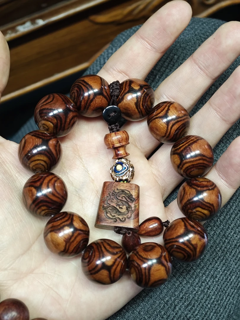 20mm手串老料黄花梨鬼脸对眼