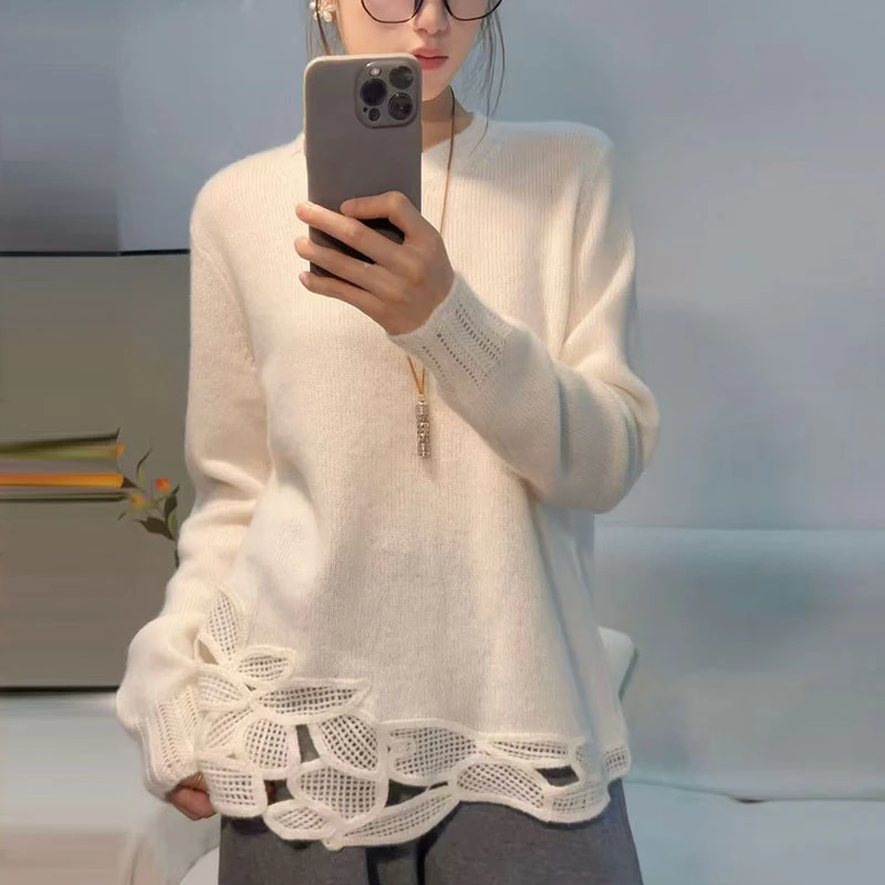 【重工手摇绣花】法式轻奢高级感100%羊毛宽松上衣针织衫252367-1