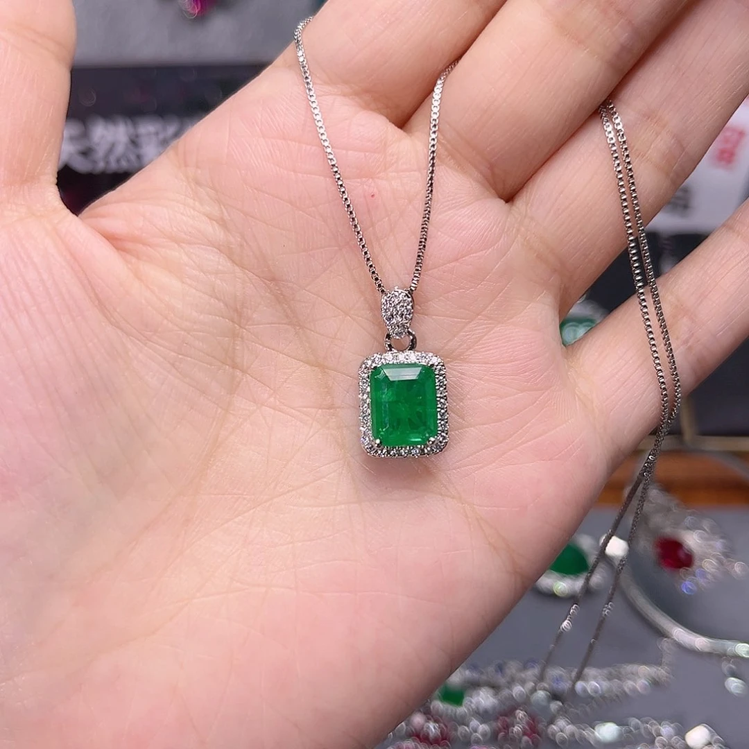 银S925镶嵌颈饰祖母绿t z 16