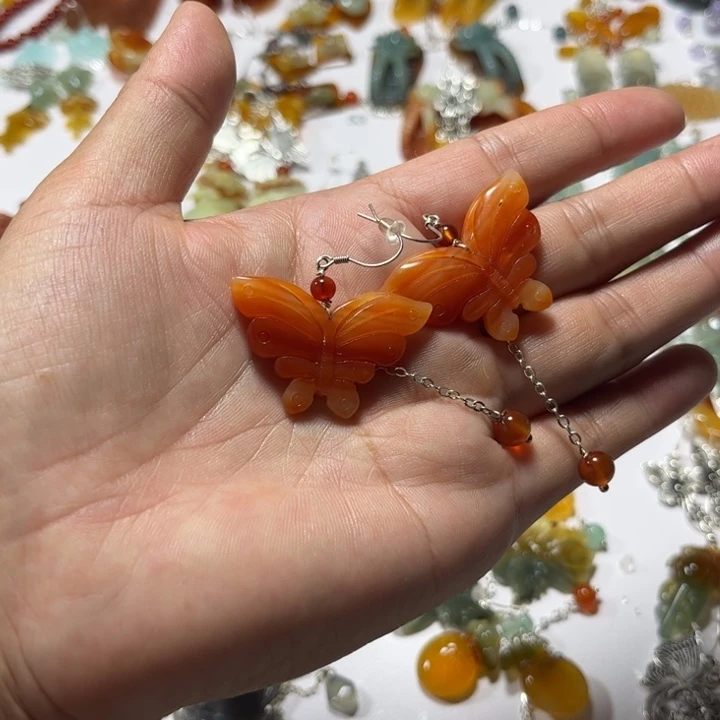 合金蛇纹石玉耳饰