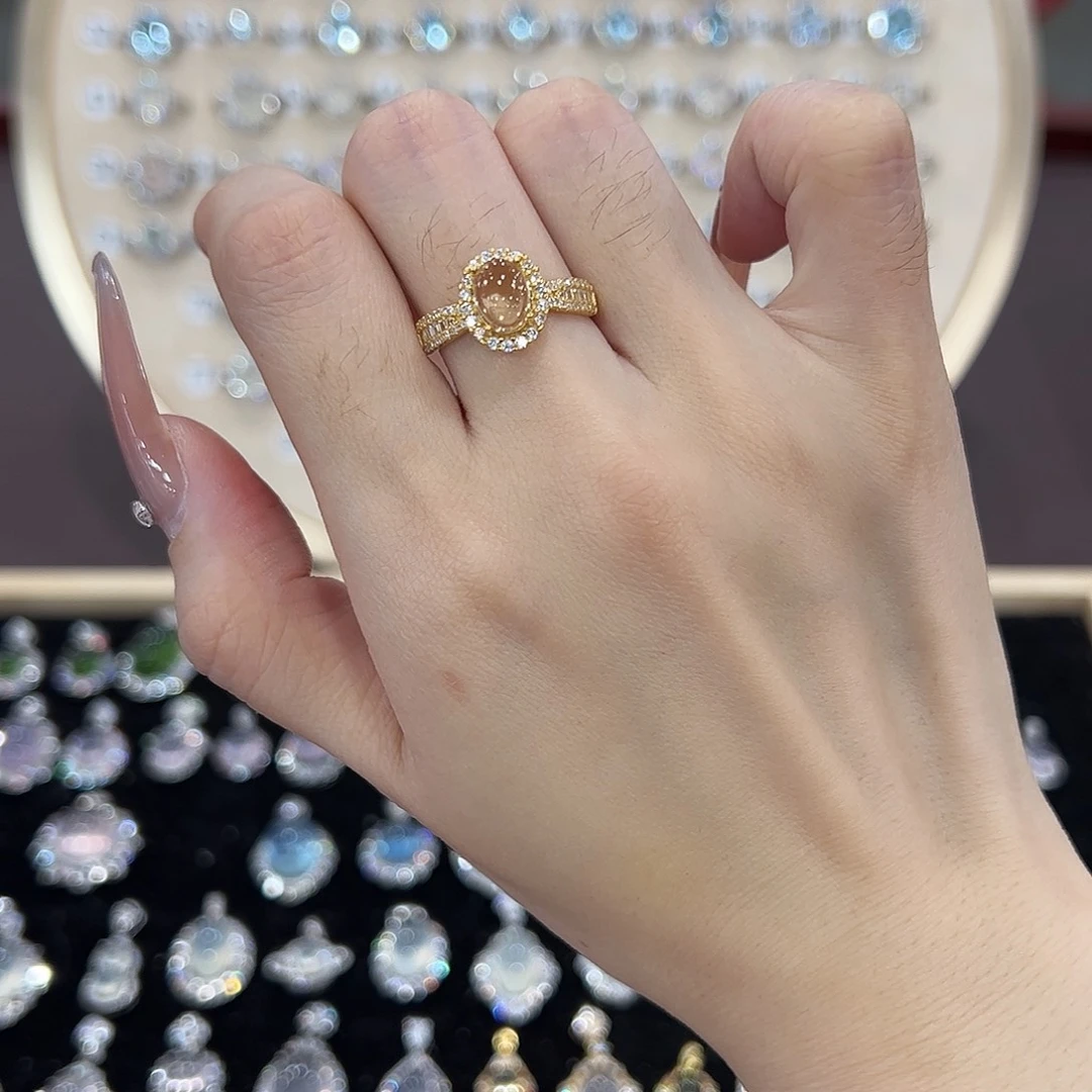 ****戒指黄晶银S925镶嵌