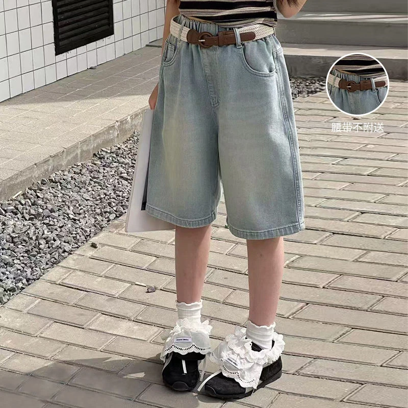 26140女童裤子大童夏季2025新款儿童夏款牛仔裤女孩洋气五分裤