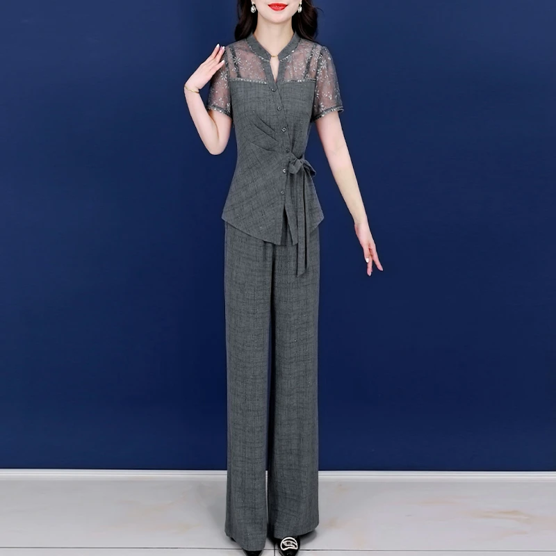 【上衣+裤子】优雅新款气质时尚休闲收腰显瘦套裤26669