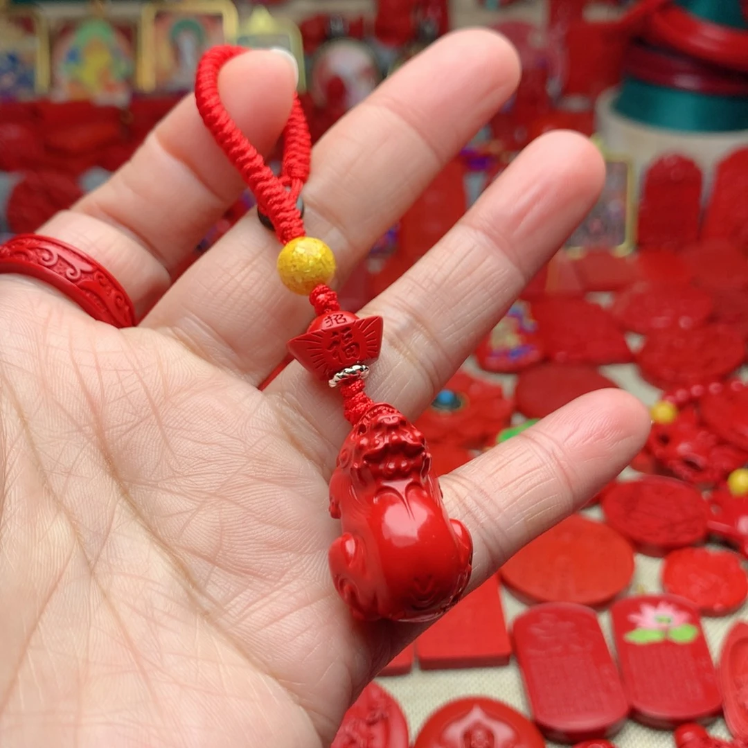 天然辰砂工艺品朱砂钥匙扣