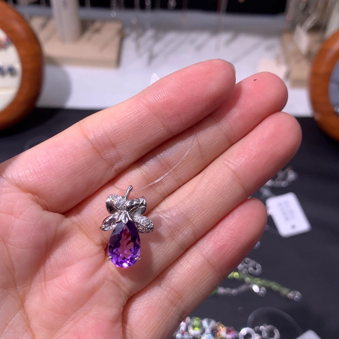 栀***银S925镶嵌紫晶颈饰