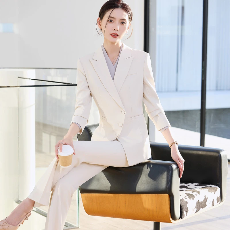 职业套装女春秋气质正装西装套裙酒店前台接待工装美容师院工作服