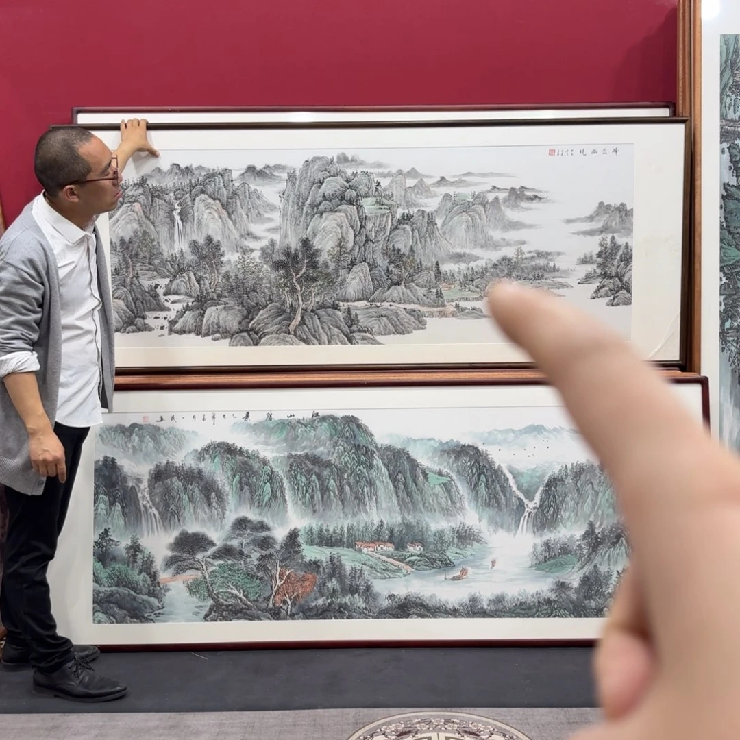 国画带框绘画210/80尺寸