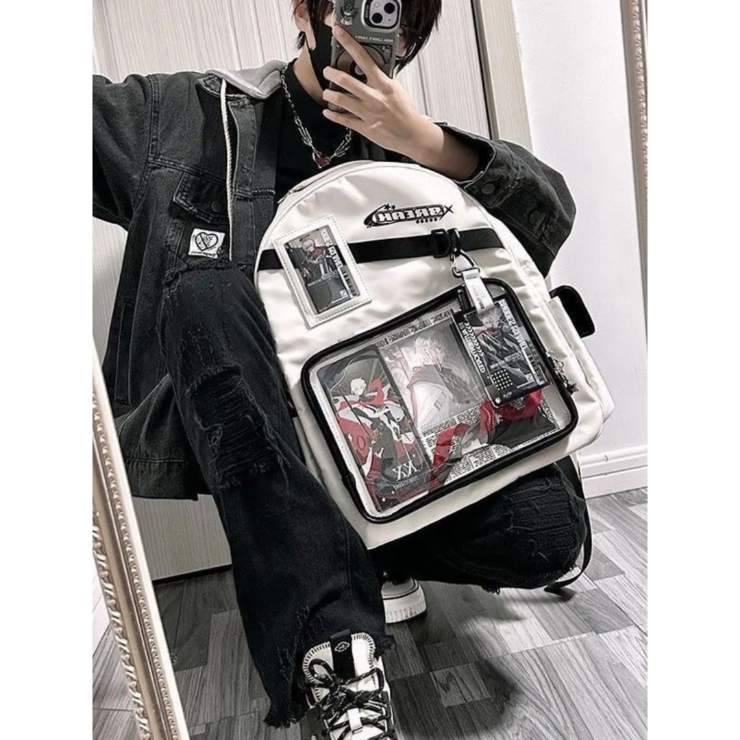 新款痛包大容量日常男女学院风双肩学生上课电脑旅游透明娃包书包