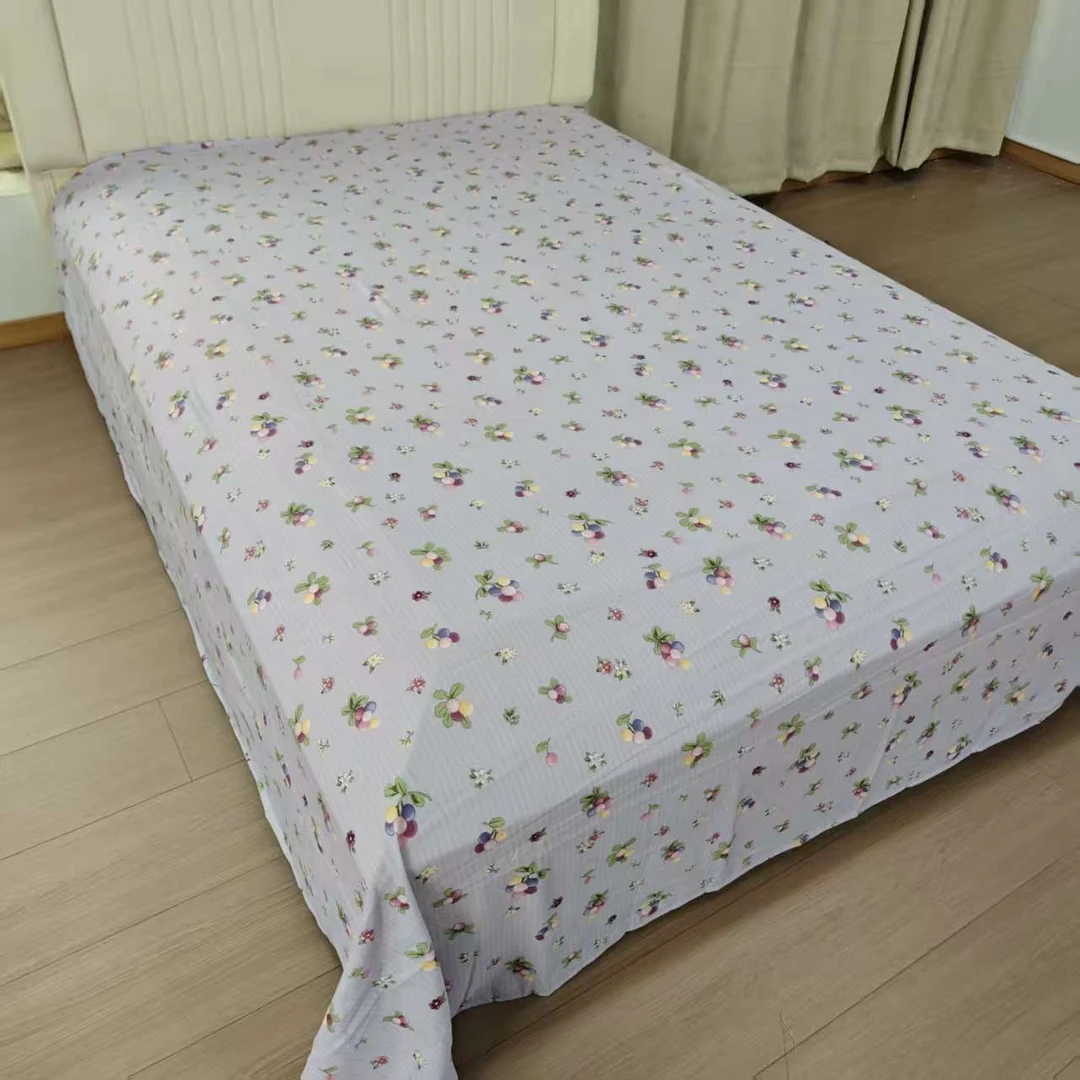 【紫色葡萄】水洗棉床单简约韩式ins风双层纱加厚双人大床单四季款