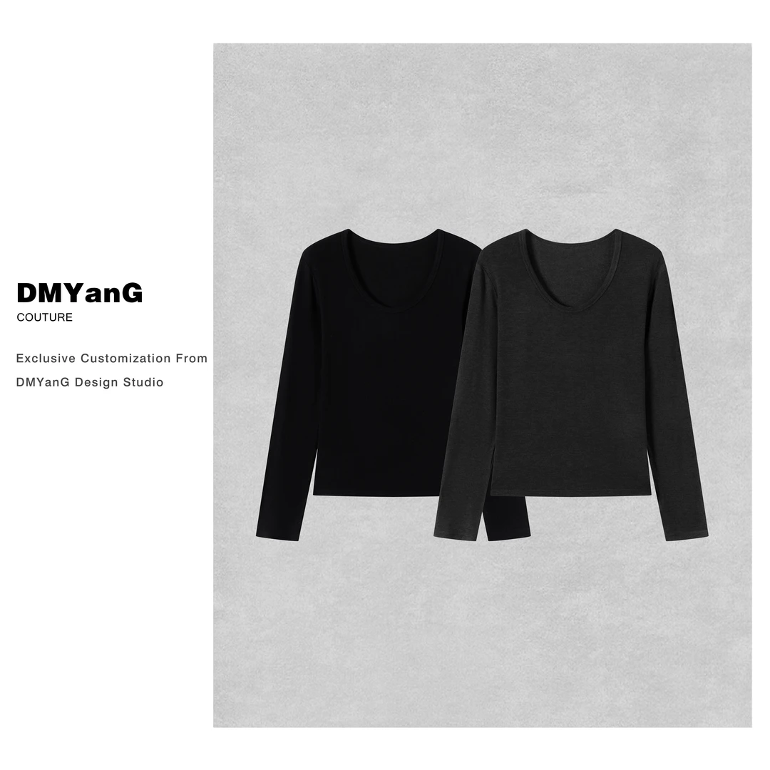 DMYanG/绒感含毛U领显瘦百搭秋冬长袖打底T恤DMY1547