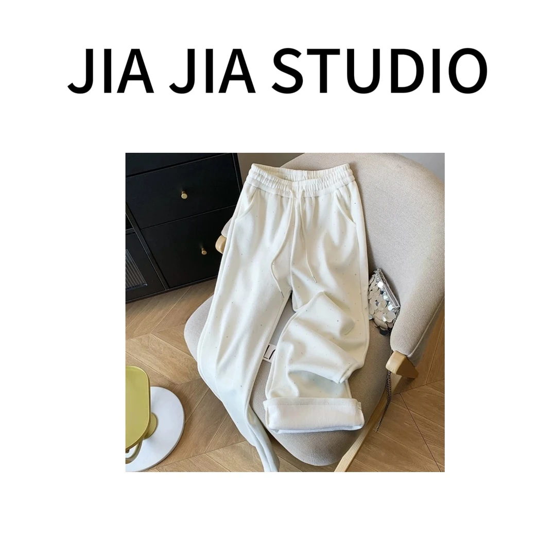 嘉嘉推荐#921【冬季加绒加厚款】时尚百搭细闪休闲裤