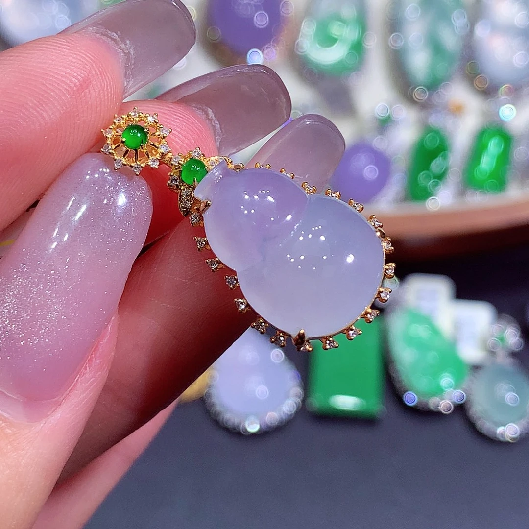 翡翠18K金镶嵌吊坠(不含链)