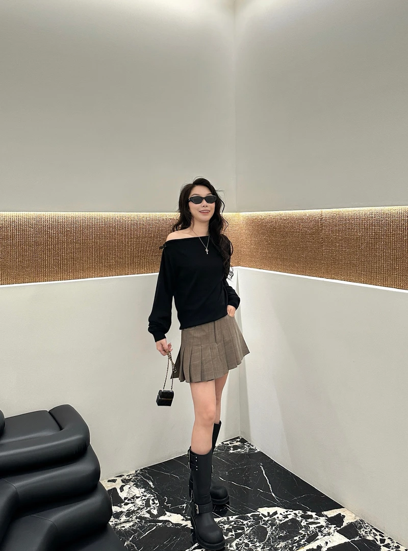 ETHOR 设计师品牌小众新款 格纹百褶迷你短裙