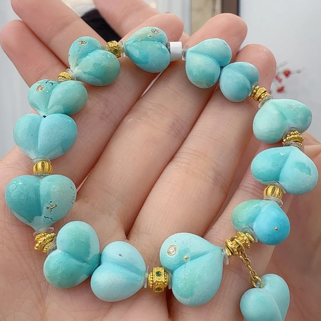 绿松石18K金镶嵌珠宝奇石