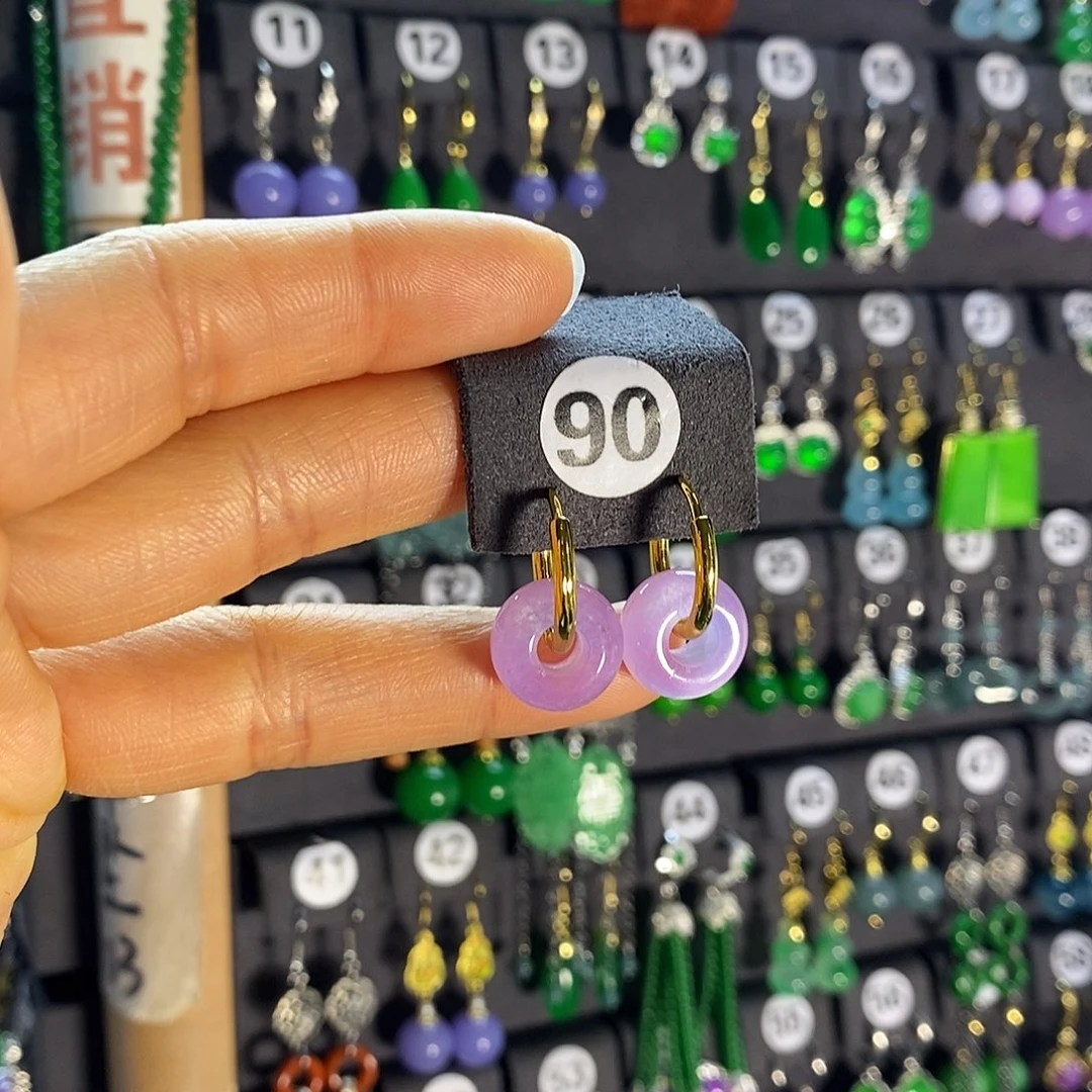 银S925镶嵌翡翠耳饰90