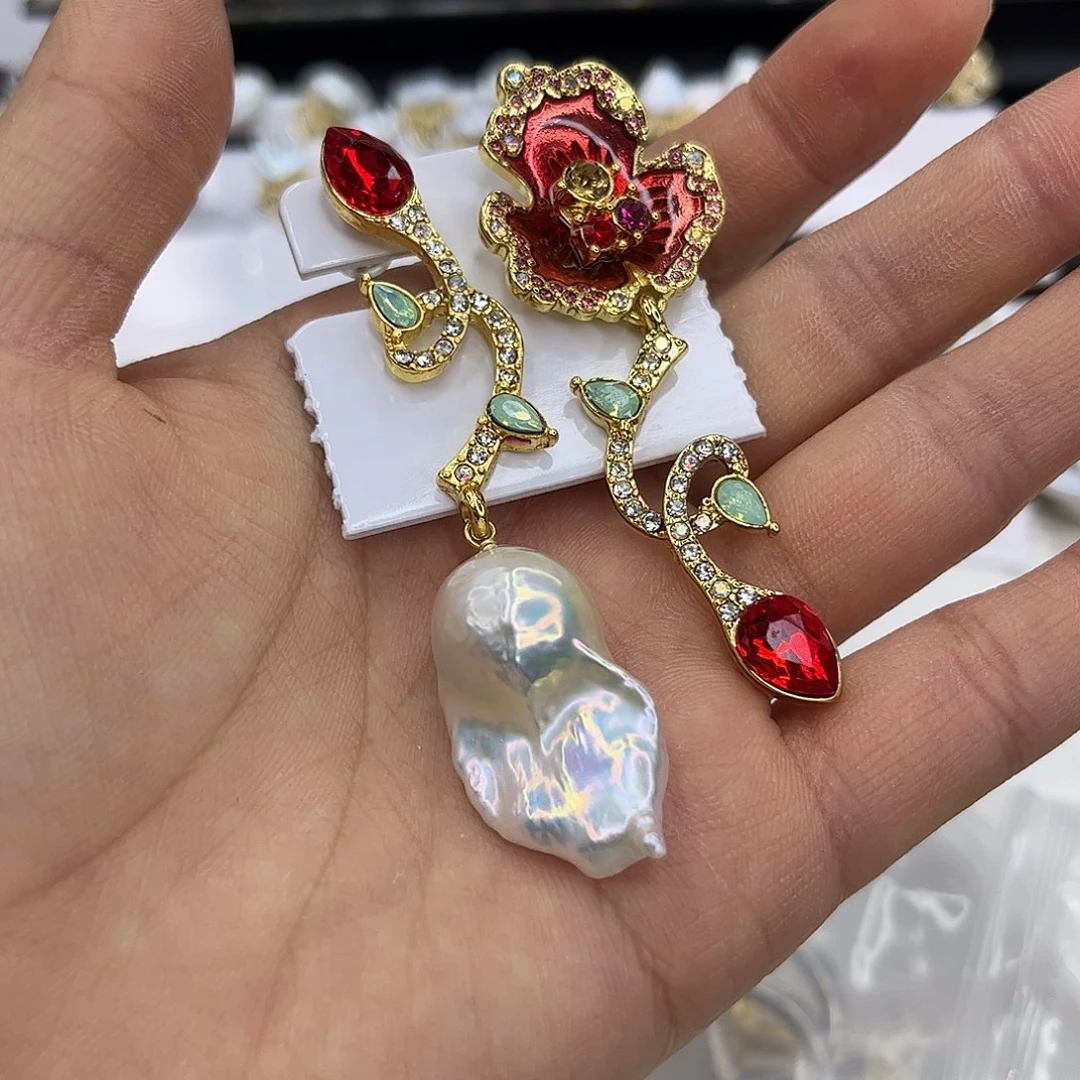 合金淡水珍珠耳饰