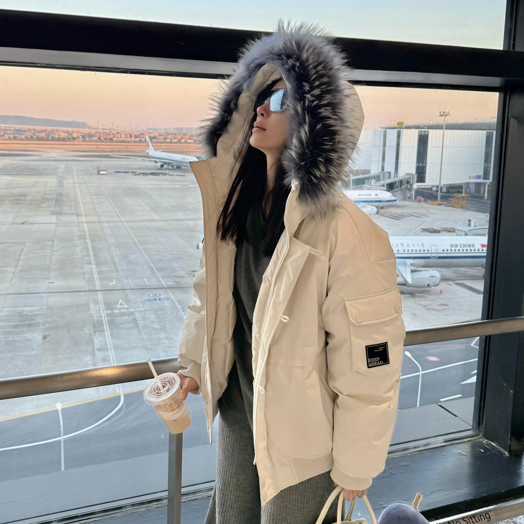 防风工装派克服外套女秋冬季新款高级感法式小众宽松显瘦羽绒棉服