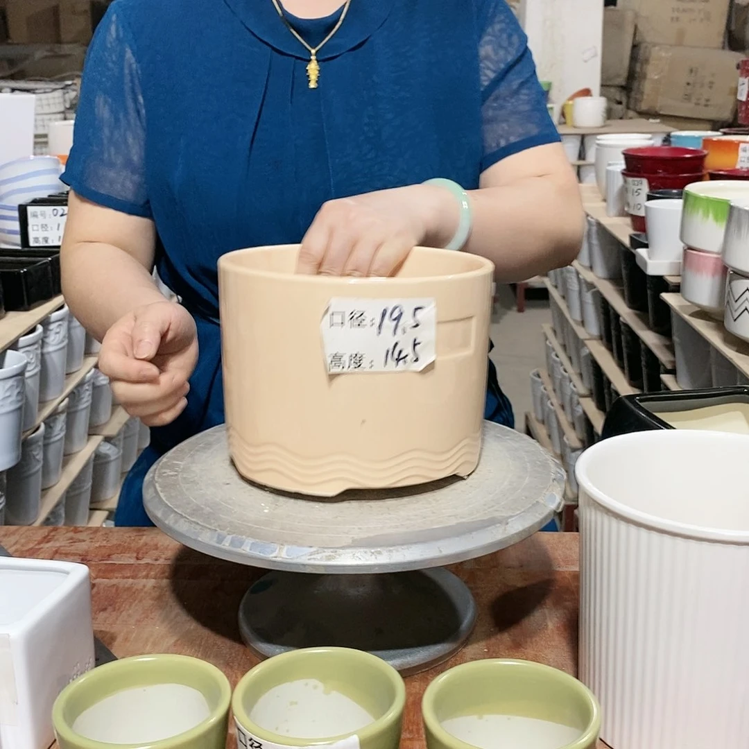 【闪购商品】微瑕花盆-034-米色