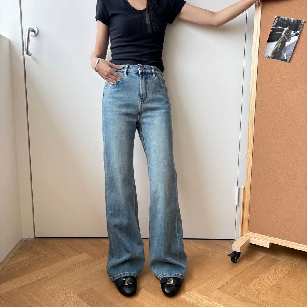 88-50302-1阔腿牛仔裤复古水洗宽松做旧显瘦直筒