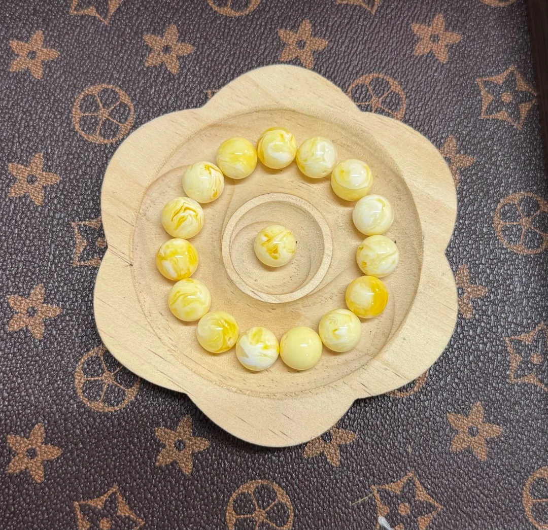 精品【瓷白金花】圆珠-单颗-拍一发二【仅限一单】