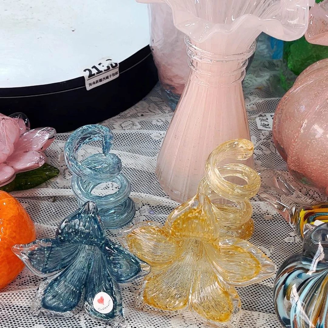 夜光烛台花2朵 家悦琉璃工艺品