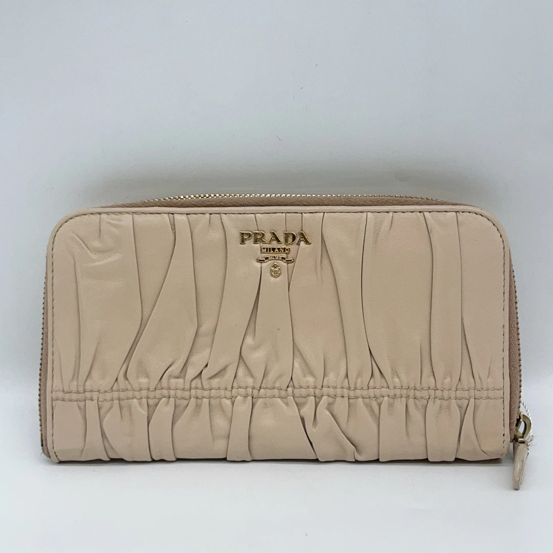 95新 Prada/普拉达   粉色褶皱 钱包 1503 9342