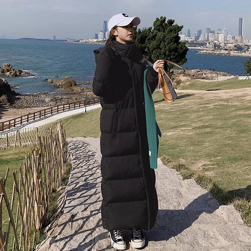 东北超长款加厚棉服女韩版宽松棉衣情侣过膝加长棉袄外套冬女款