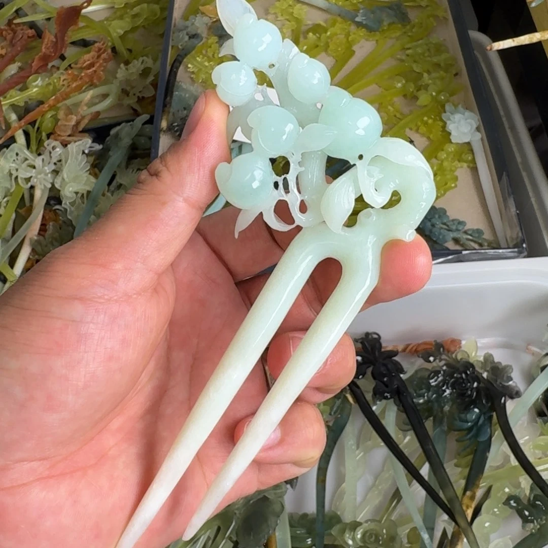 岫玉未镶嵌发饰明君玉簪就是好看