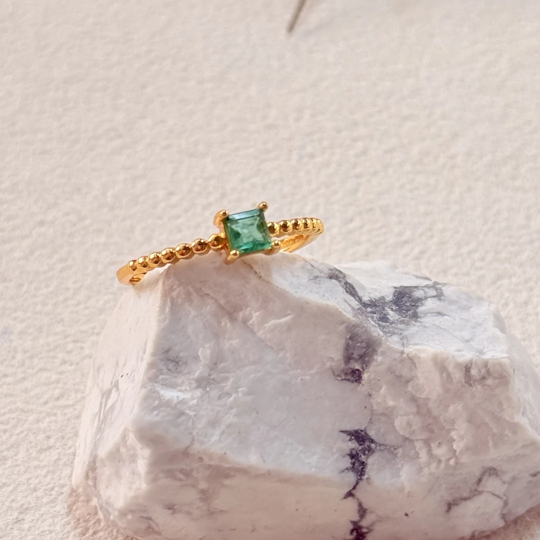 【六六中古】孤品精美祖母绿s925开口戒指ty2934