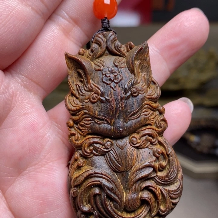 沉香木手串越南芽庄紫棋玉化吊坠配饰