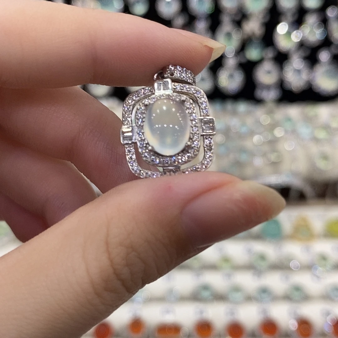 蛇纹石玉银S925镶嵌颈饰