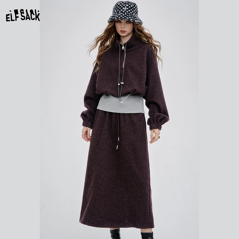 妖精的口袋miu系简约风套装2025冬季新款休闲套装