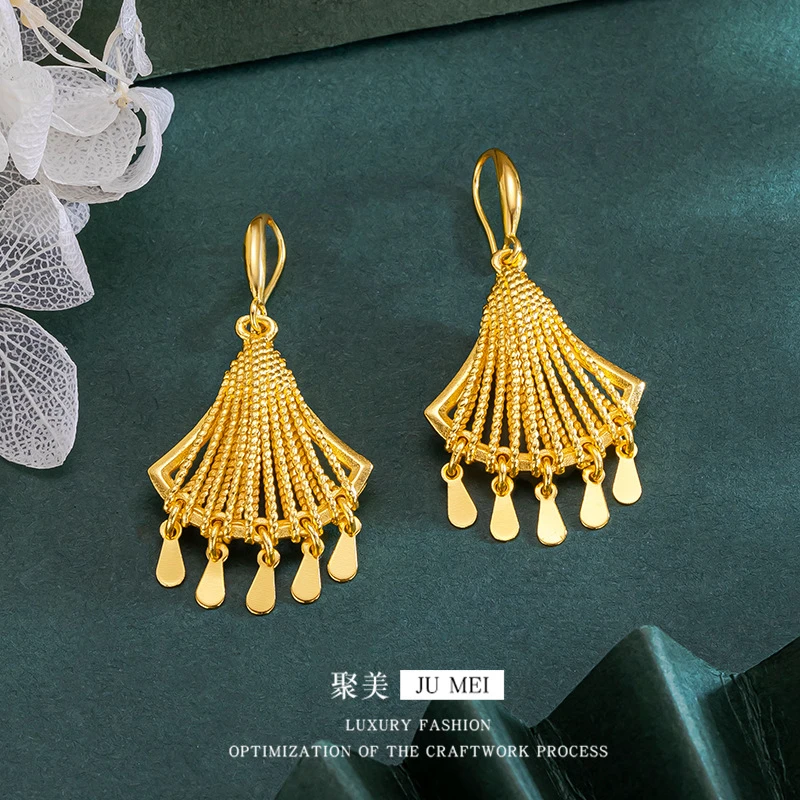 铜合金耳饰 铜合金材质［镂空花丝水滴耳坠］