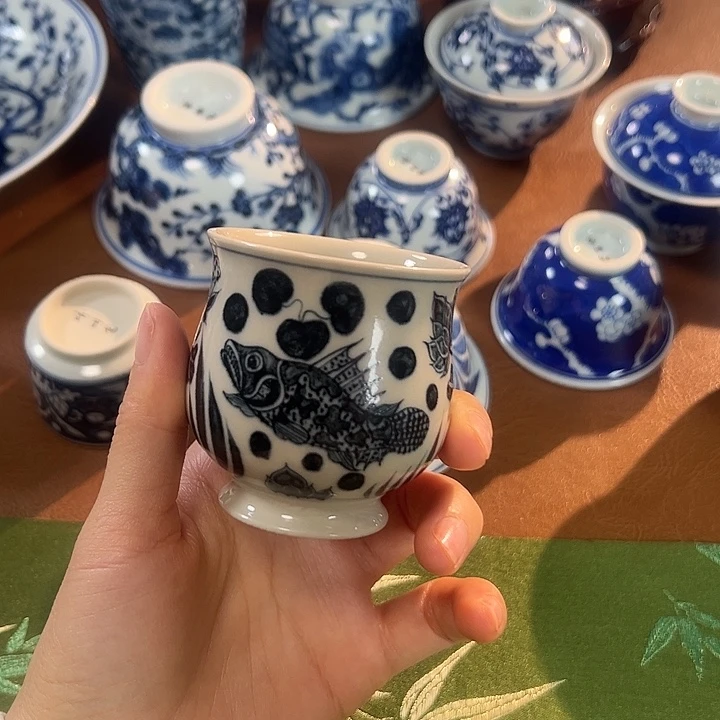 陶景德镇手工鱼澡杯